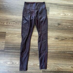 Athleta Delancey Gleam Moto Tight XXS Faux Leather Shiny Metallic Leggings Biker